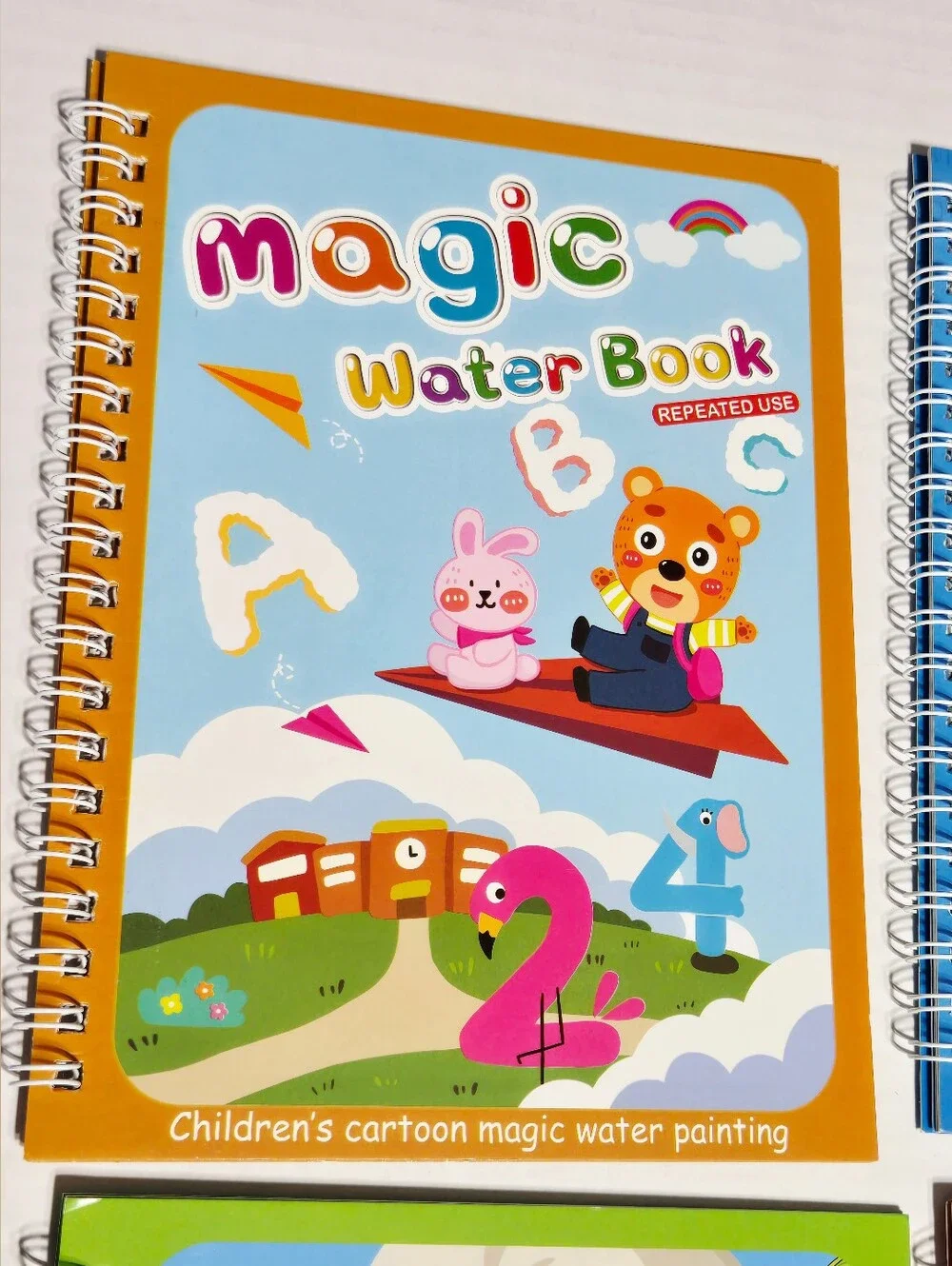 Reusable Magic Water Coloring Books w/ 4 Water Pens Kids Travel Activity Set